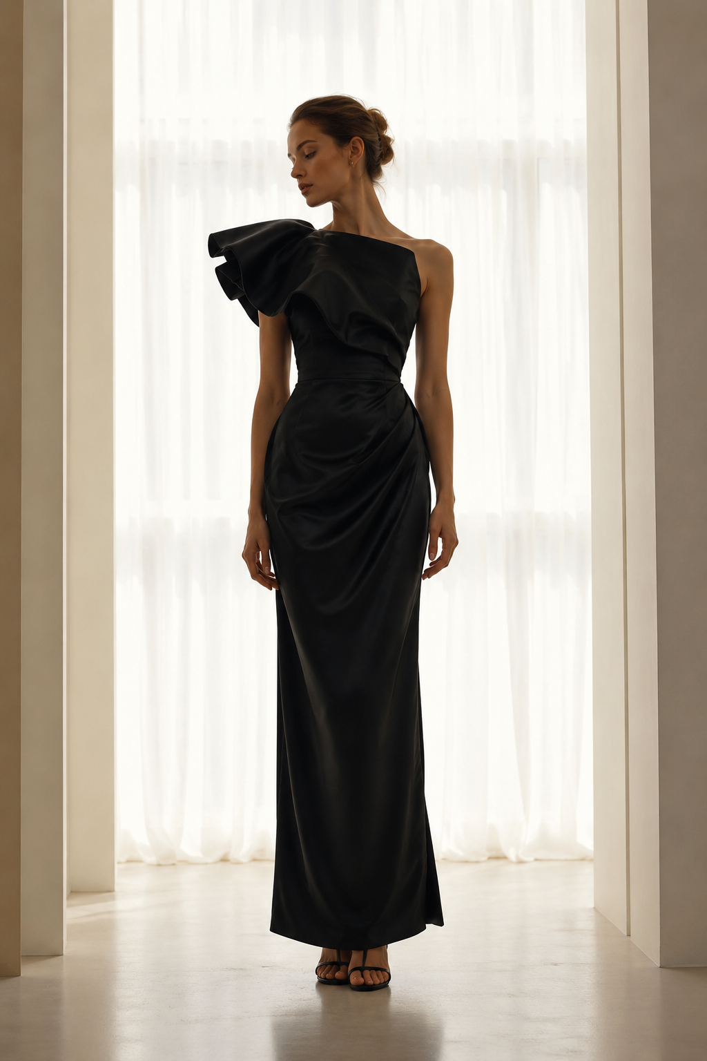 Sculptural Silk Dress