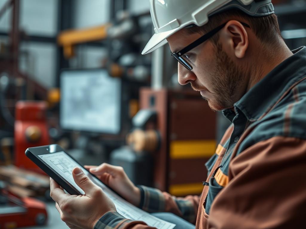 A close up shot of an engineer analyzing complex technical