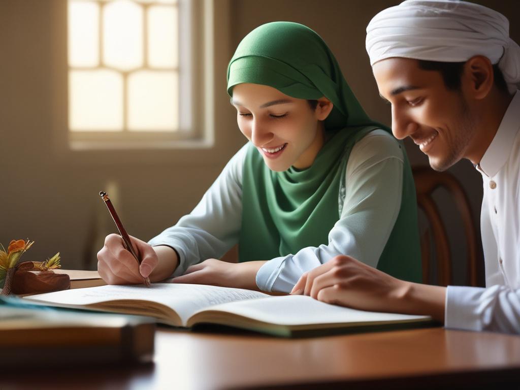 A close up of a dedicated tutor and a student