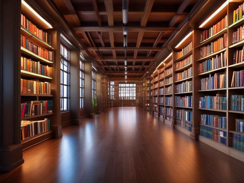 A close-up shot of an inviting library filled with shelves of colorful books. The library features soft, warm lighting that highlights the rich textures of the wooden shelves and the vibrant book covers. A cozy reading nook with a plush armchair and a small table stacked with books is in the foreground, creating a welcoming atmosphere. The background should be blurred subtly to emphasize the library's inviting space. The color theme should incorporate a primary green shade of rgb(50, 170, 39).