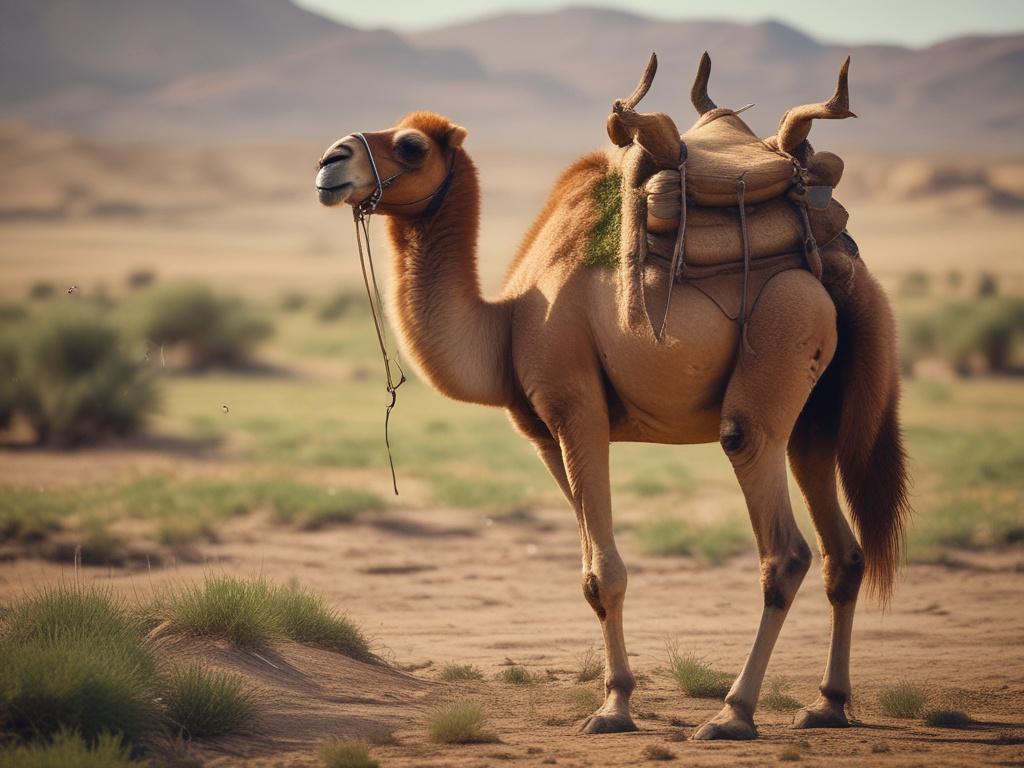 A realistic high resolution of a well trained dromedary in