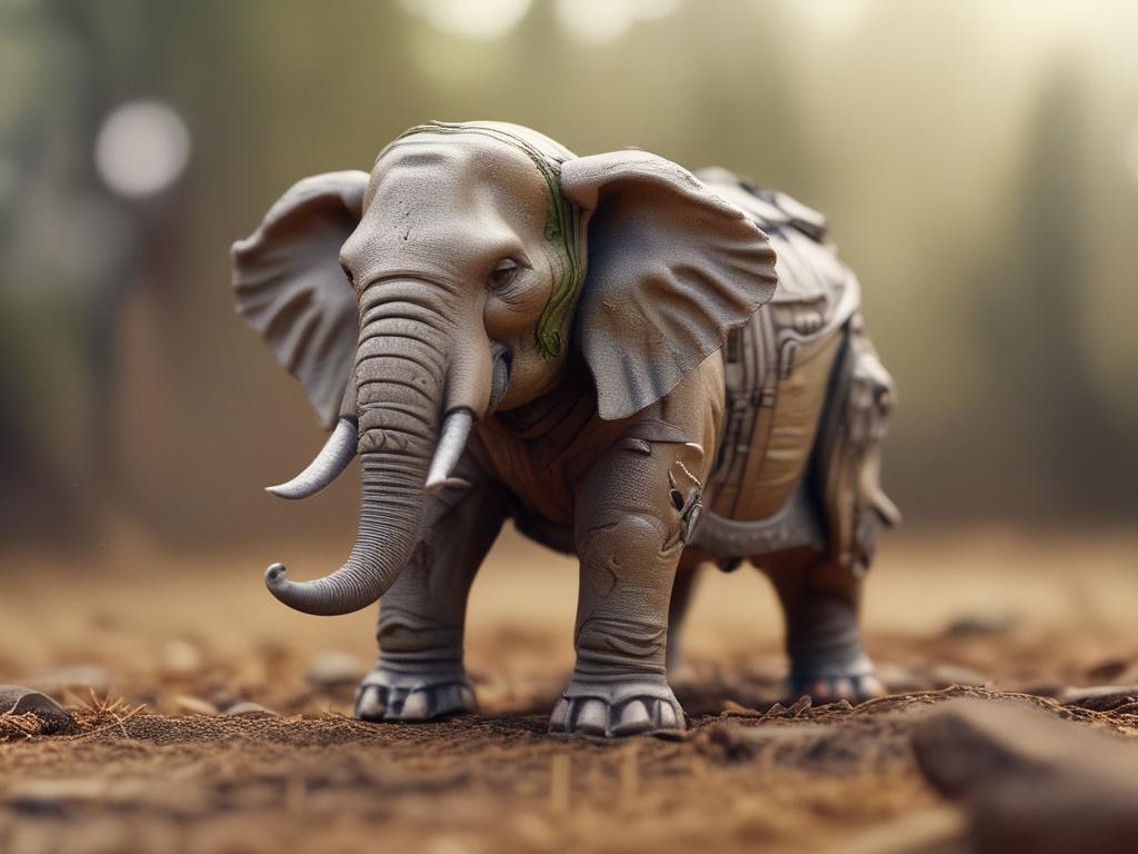 A high resolution image of a tactical miniature elephant in