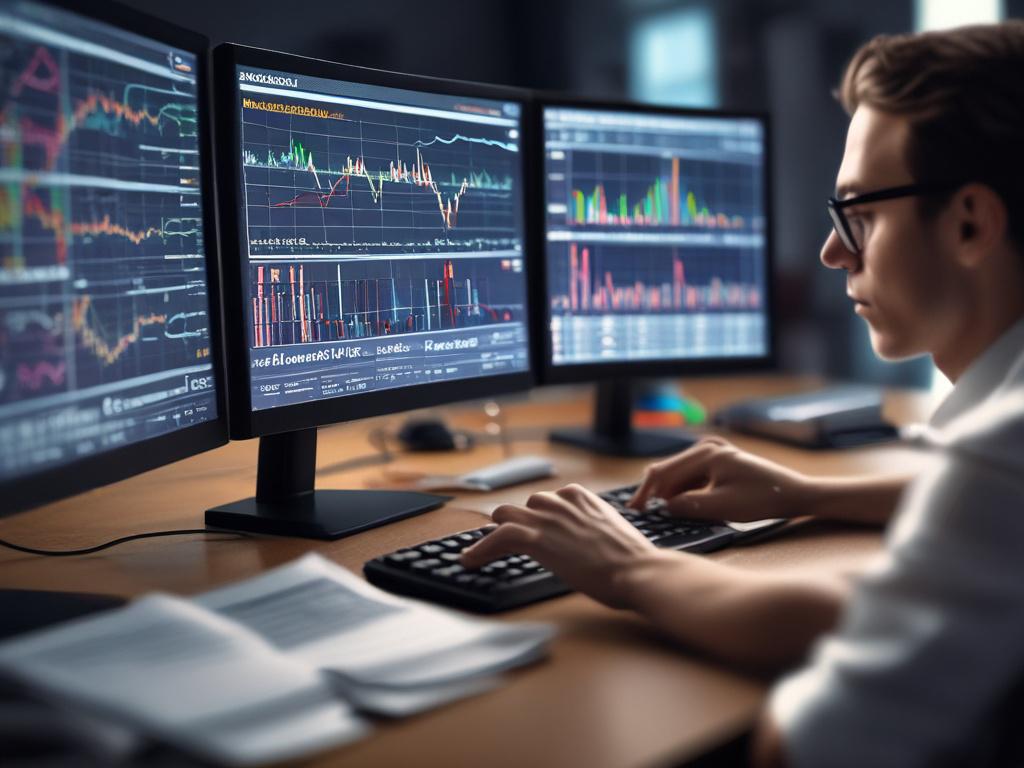 A high resolution close up shot of a financial analyst
