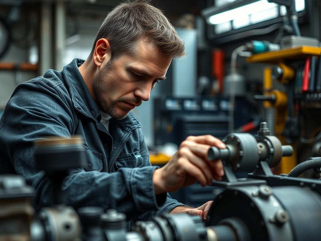 A high resolution close up shot of an engineer working