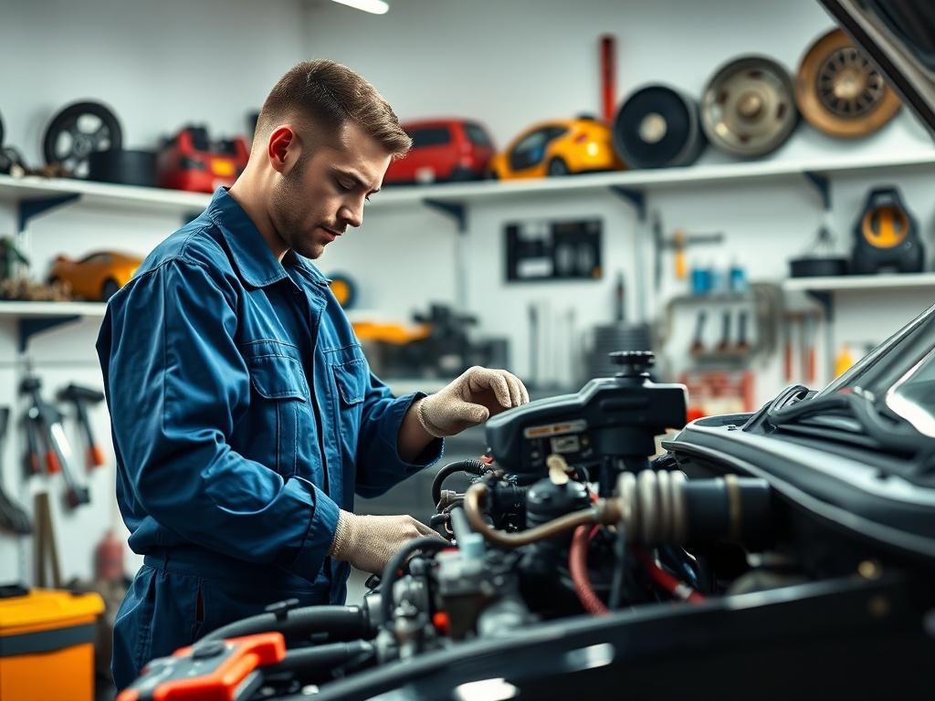 A highly detailed, realistic high resolution of a mechanic working