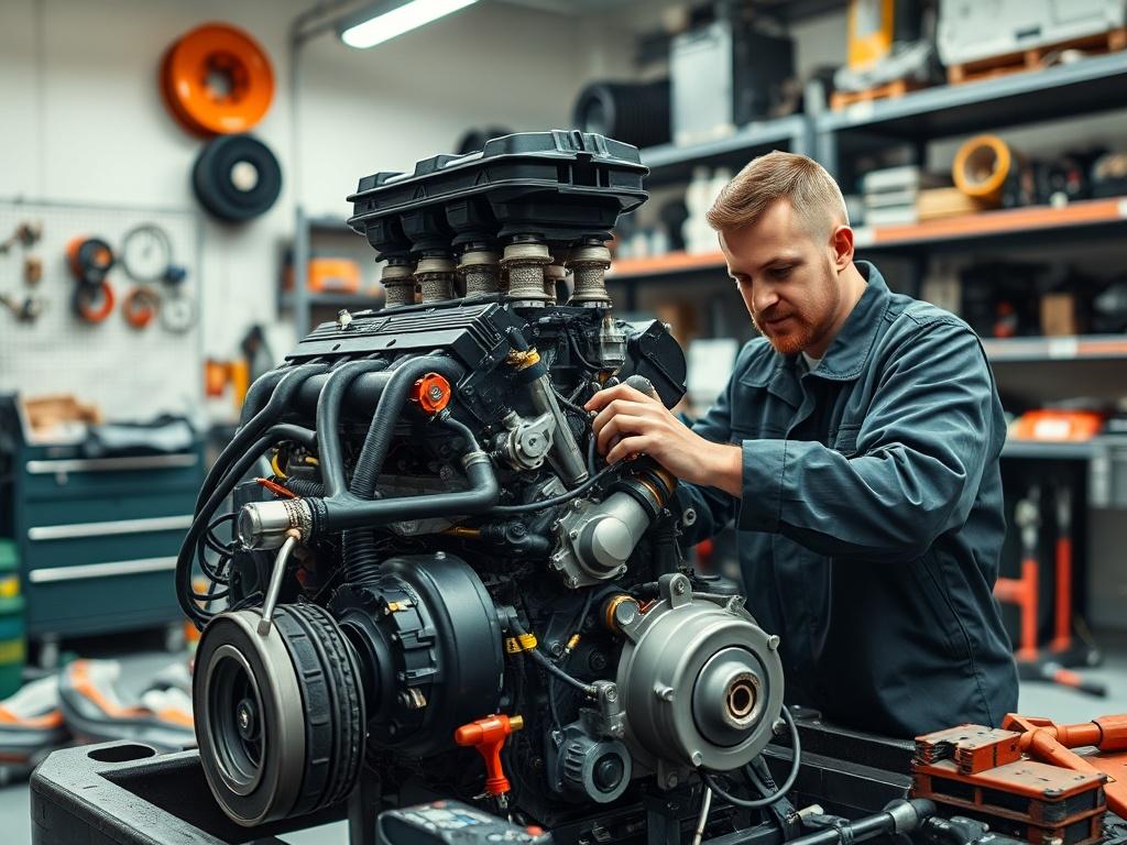A highly detailed image of a car engine being upgraded