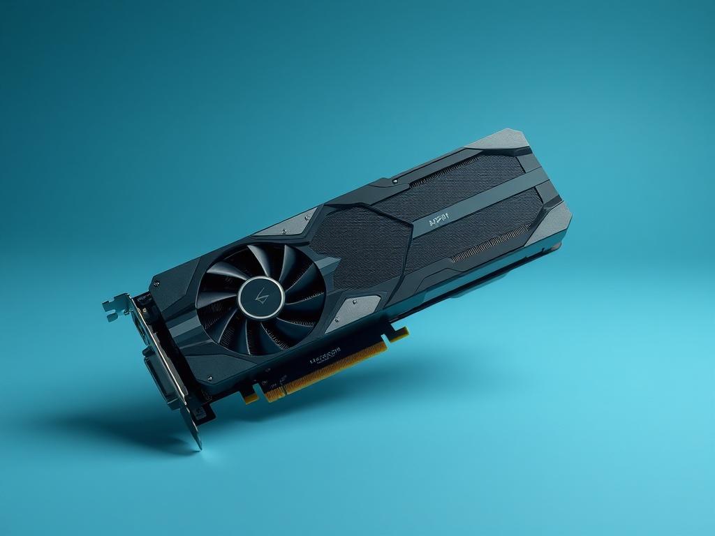 A realistic high resolution showcasing a single computer graphics card