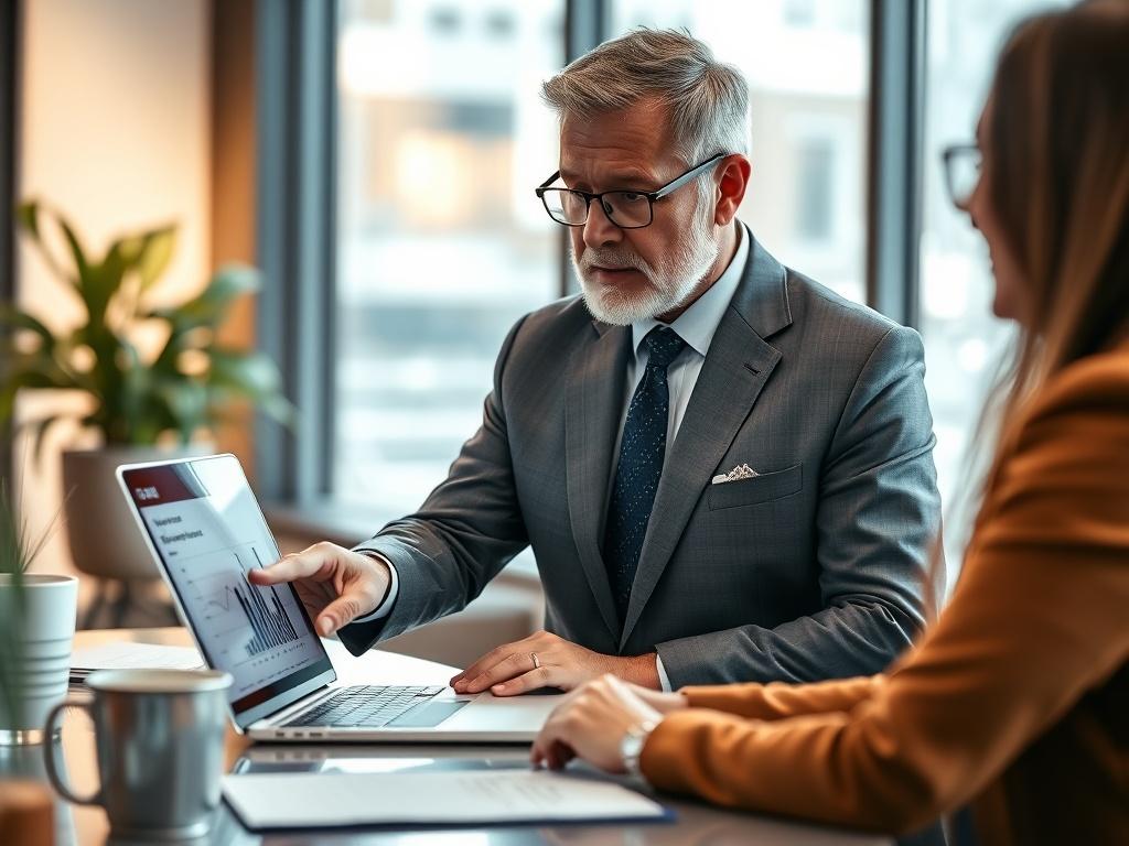 A hyper realistic close up shot of a professional consultant