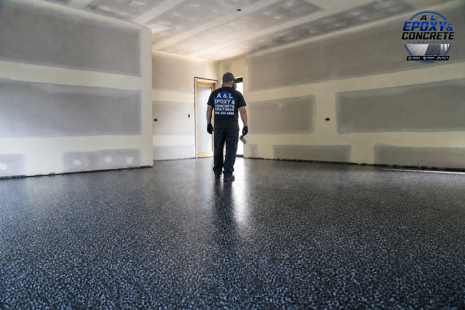 Glossy epoxy garage floor