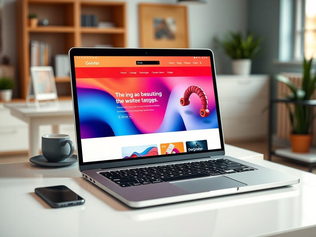 A hyper realistic close up of a beautifully designed website