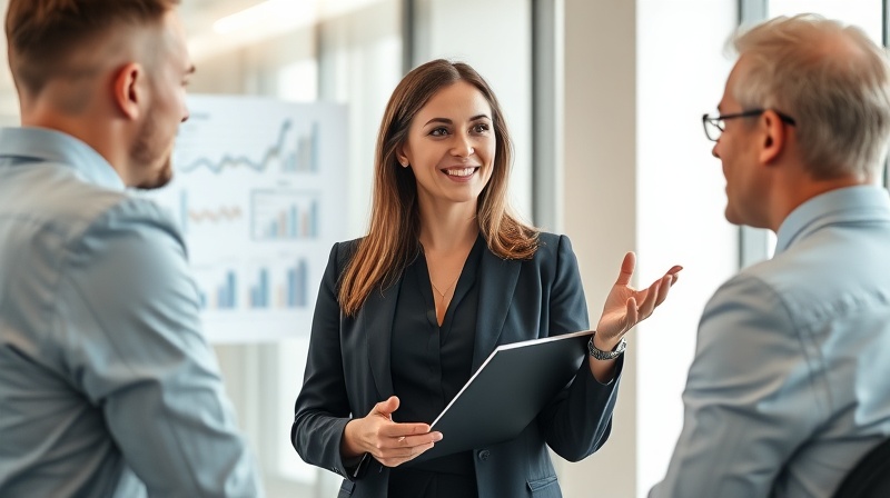 Professional business consultant working with client in modern office