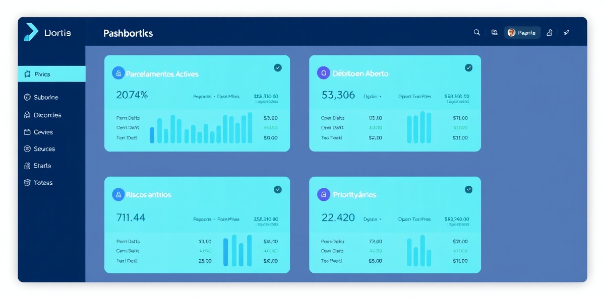 Dashboard com Parcelamentos, Débitos e Riscos Prioritários