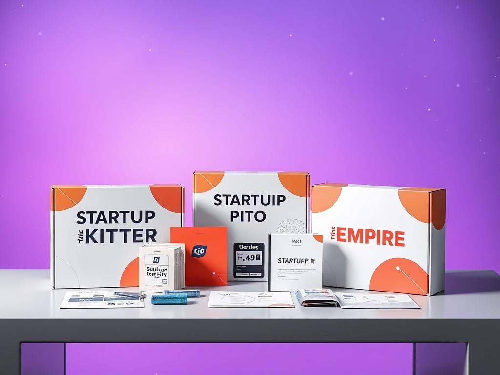 An inviting display of three different Startup Kits, each labeled