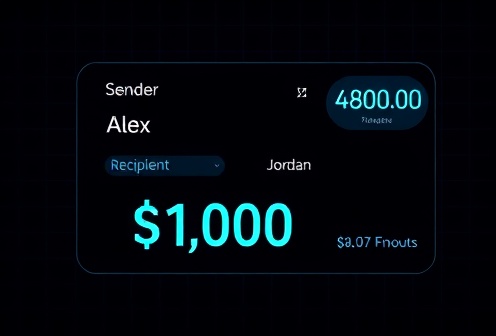 PRESTIGE TF-M transfer card showing sender, recipient, amount, and 48-hour countdown