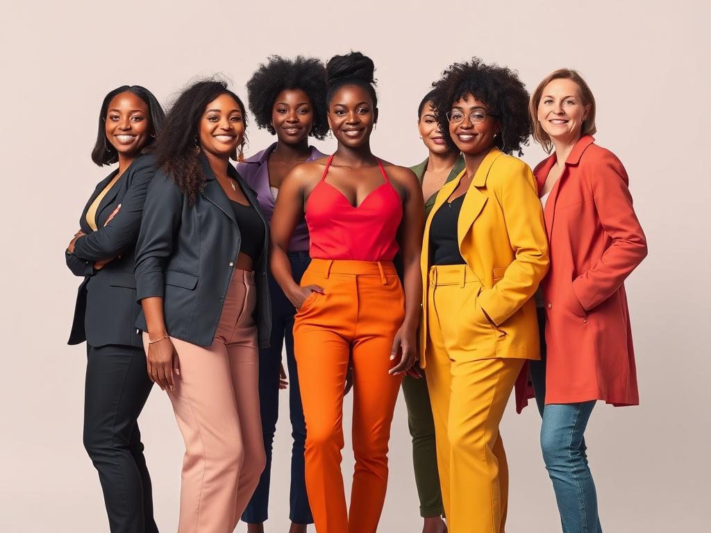 Design a photorealistic image of a group of diverse, empowered