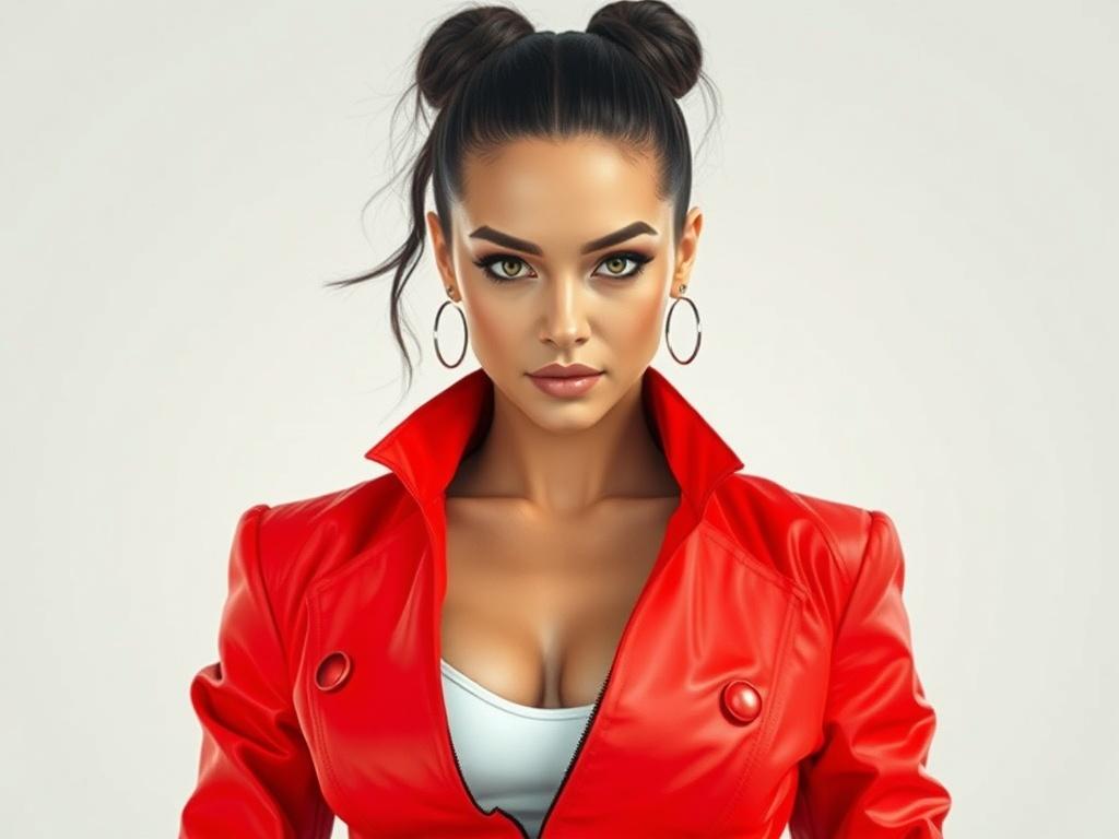 A powerful image depicting a woman in a bold and
