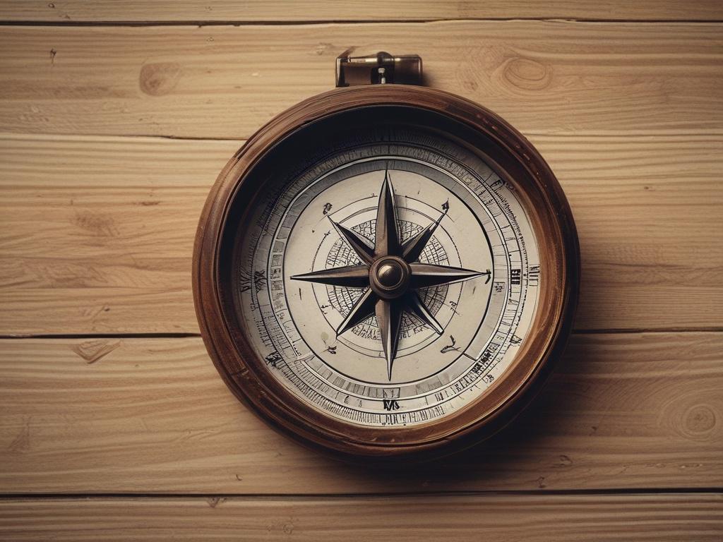 a rustic compass on a wooden table, symbolizing self leadership