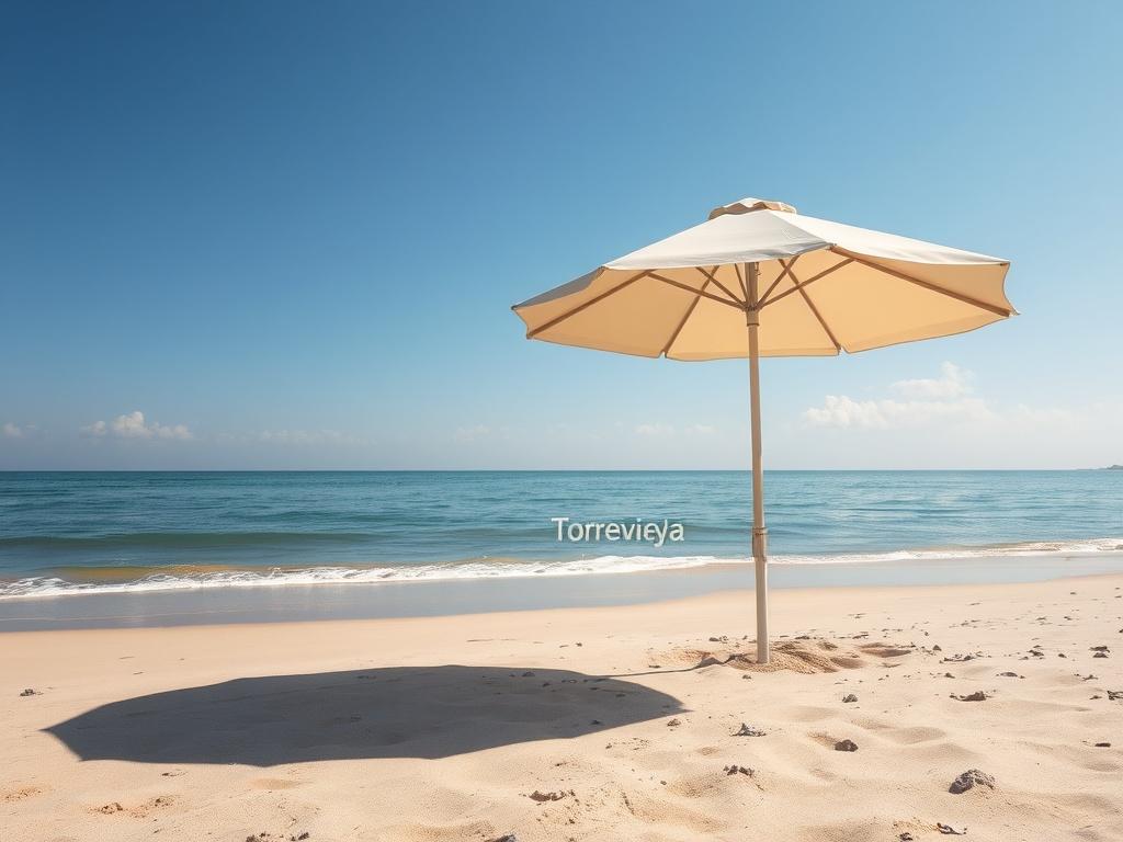 A serene environment depicting a calm beach scene in Torrevieja,