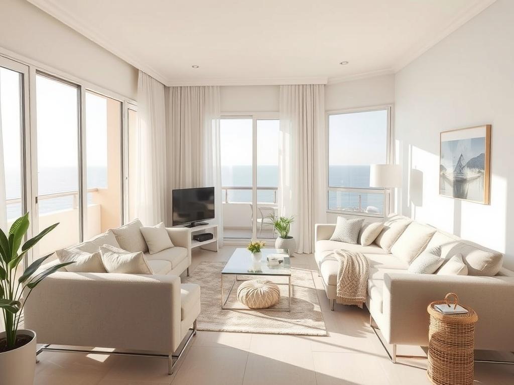 A bright and airy apartment living room in Torrevieja, featuring