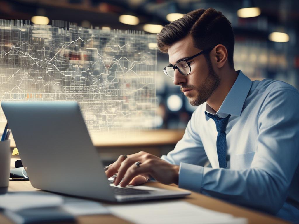 close up of a supply chain management consultant analyzing data