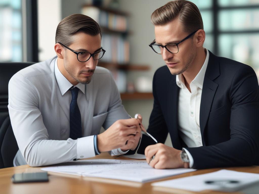 close up of a business consultant discussing plans with a