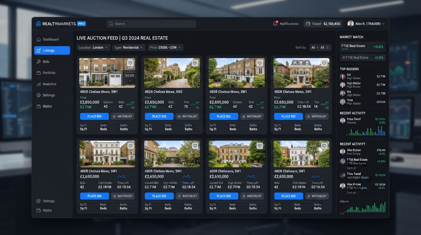 Digital marketplace dashboard for real estate leads