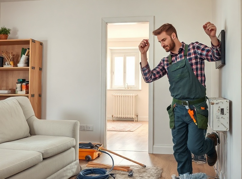 Professional handyman performing home repair work