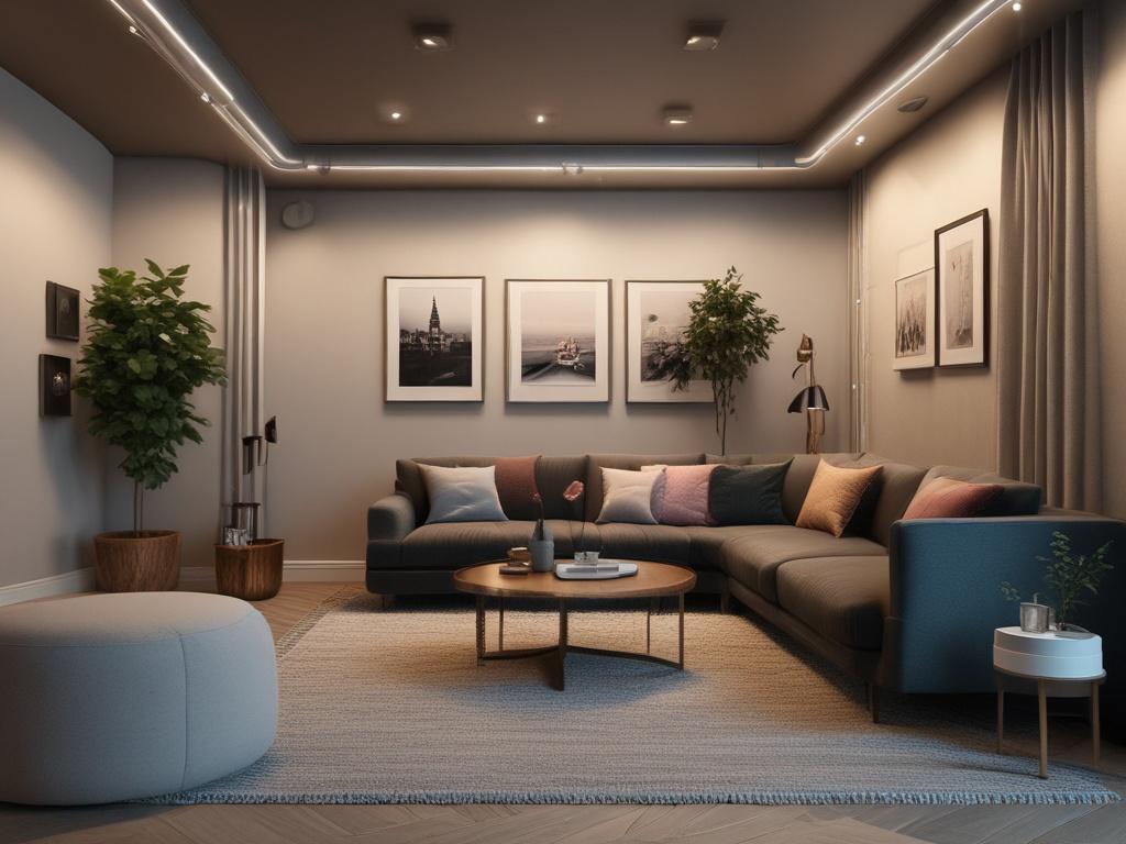 A finished basement showcasing a comfortable lounge area with plush