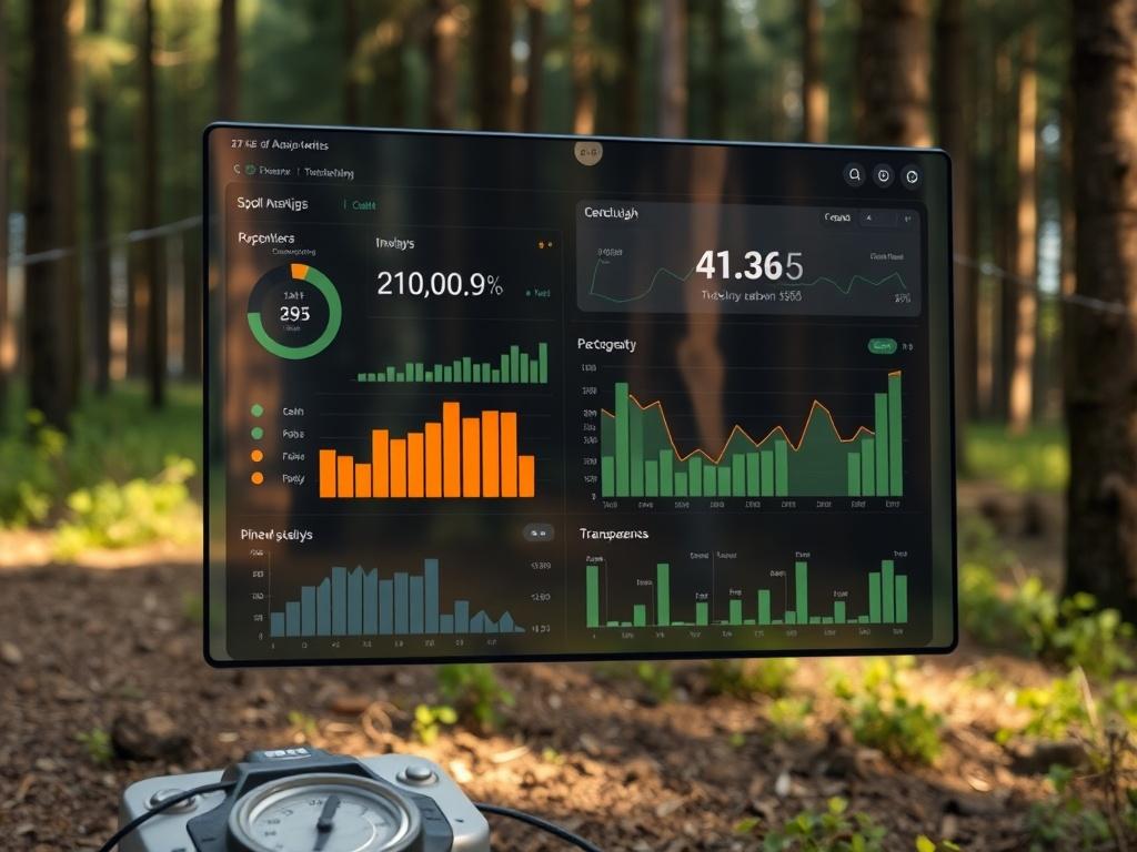 A close up of a digital dashboard displaying carbon credit