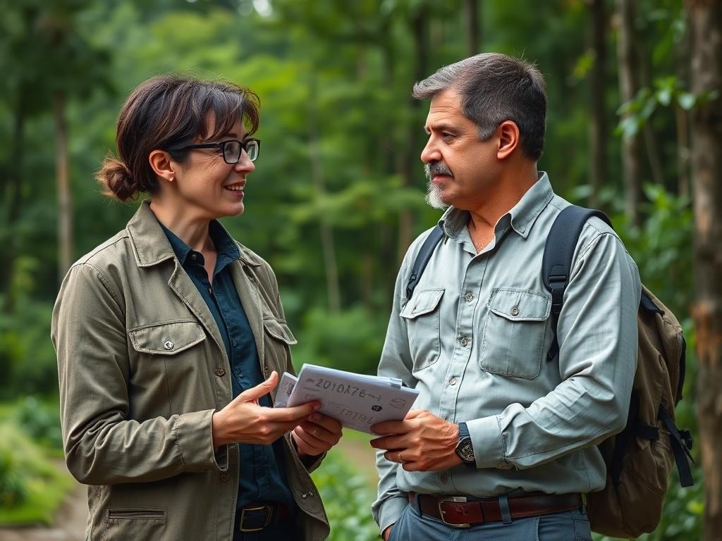 A professional consultant discussing carbon credits with a client in