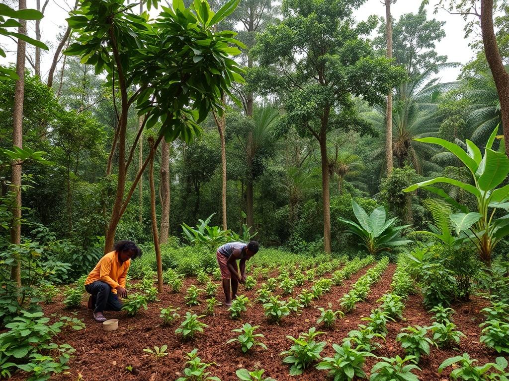 A lush, vibrant rainforest in Congo, showcasing diverse trees and