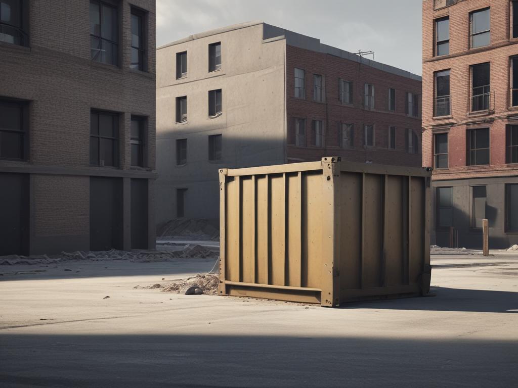 construction dumpster, heavy debris, clean site