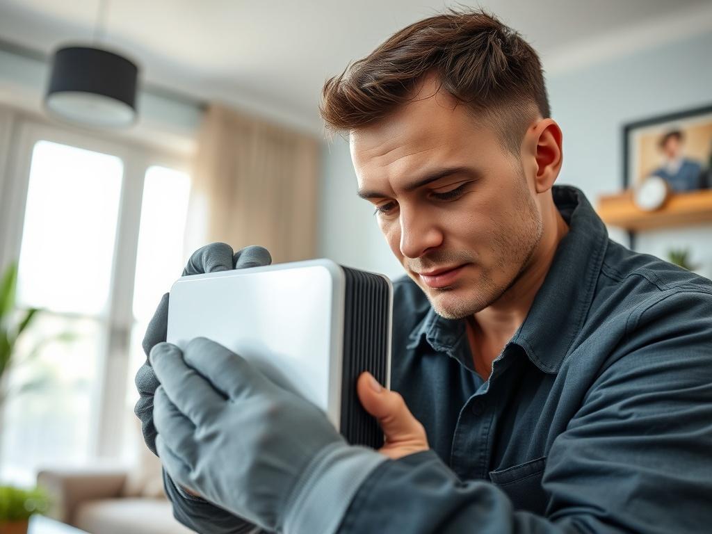A close up shot of a technician installing an Airtel
