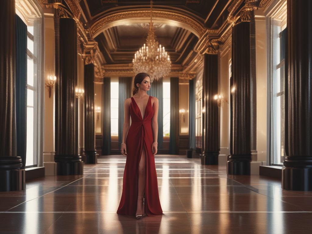 A stylish woman in a chic dress, exuding elegance and