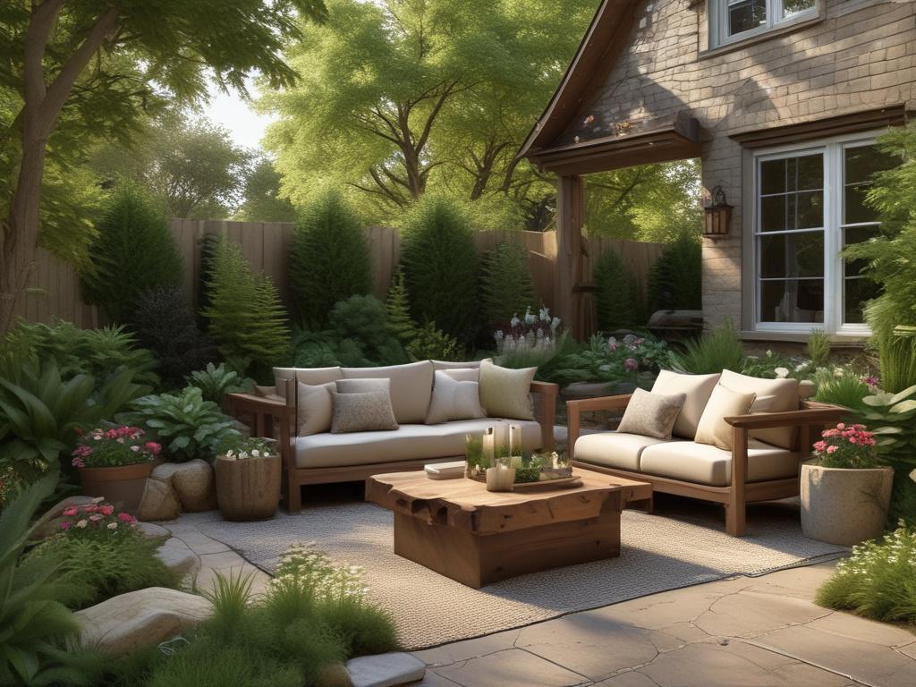 A beautifully landscaped backyard featuring a variety of native plants