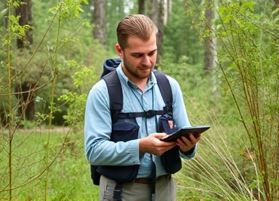 Environmental scientist conducting field research