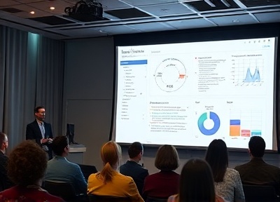 Research team presenting findings to audience