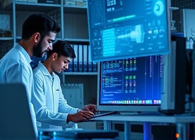 Technology innovation lab with advanced research equipment