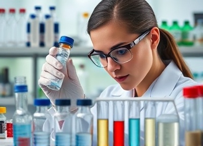 Pharmaceutical researcher developing medicines