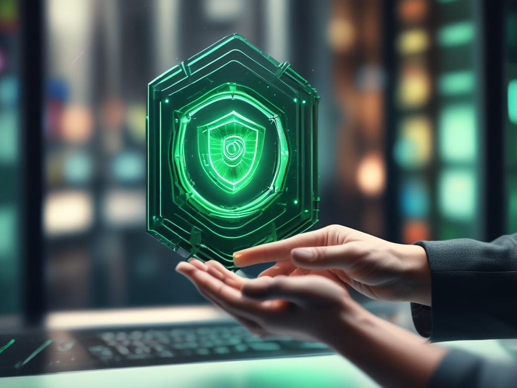 A hyper realistic close up shot of a cybersecurity expert's