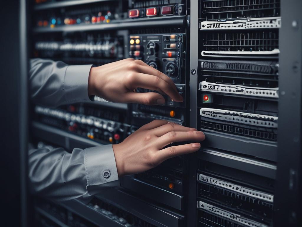 A hyper realistic close up of a professional IT technician's