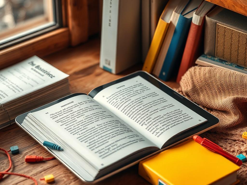 A realistic high resolution of an open digital book on