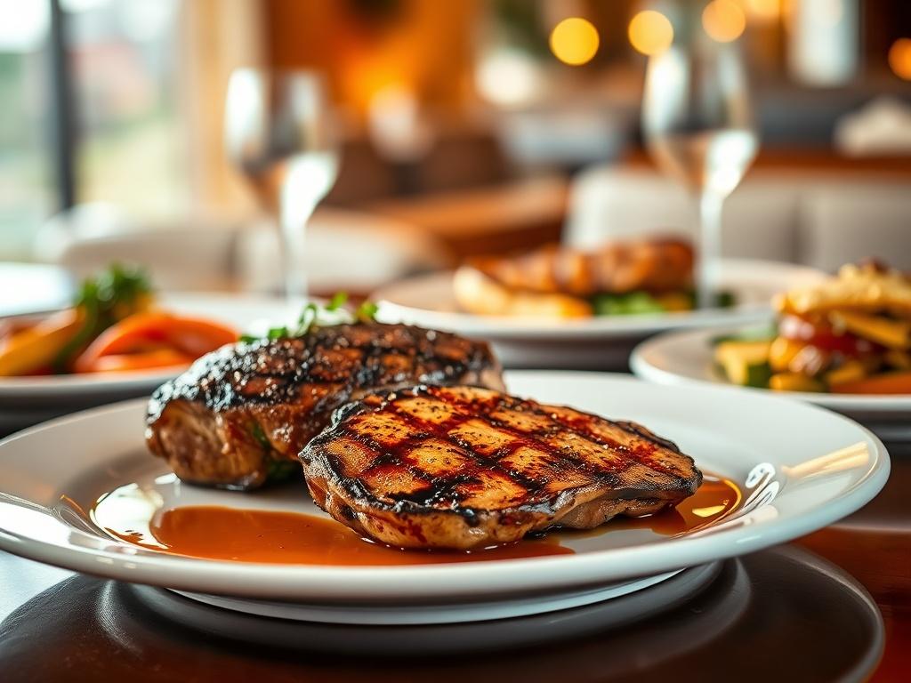 A selection of expertly grilled entrees, including a perfectly charred