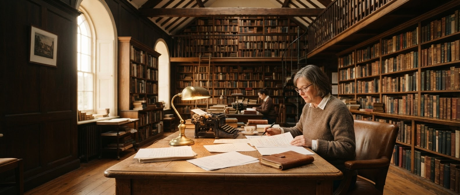 The Great House Publishing library and manuscripts desk