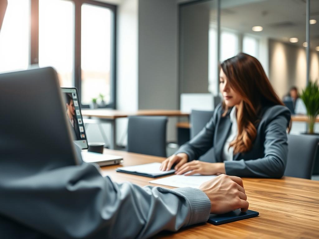A professional engaged in a video call with a client,