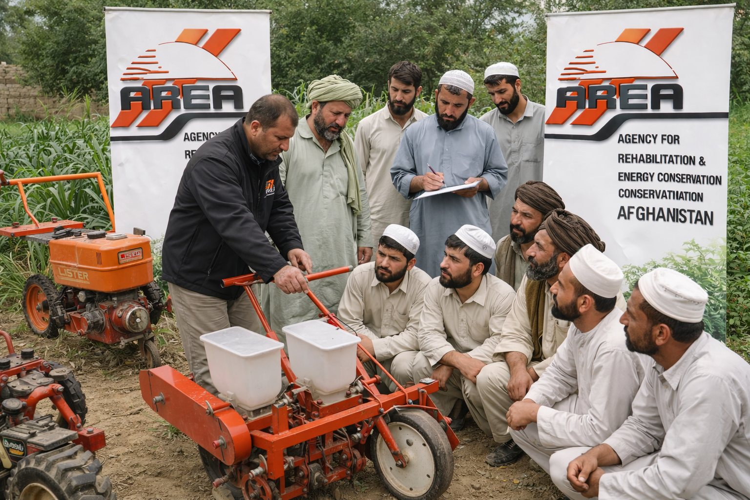 Afghan farmers learning new planting techniques