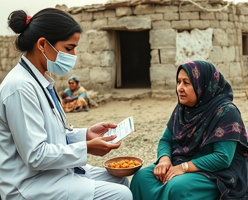 Health worker providing medical care