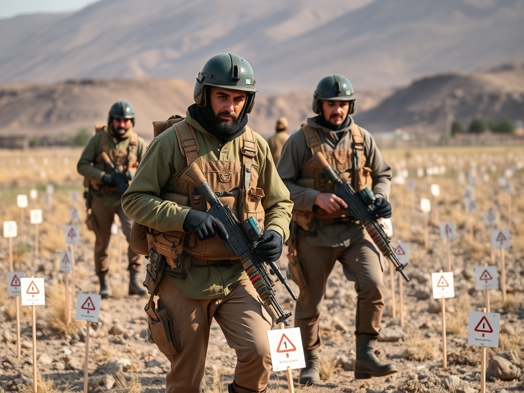 Professional mine clearance team conducting demining operations