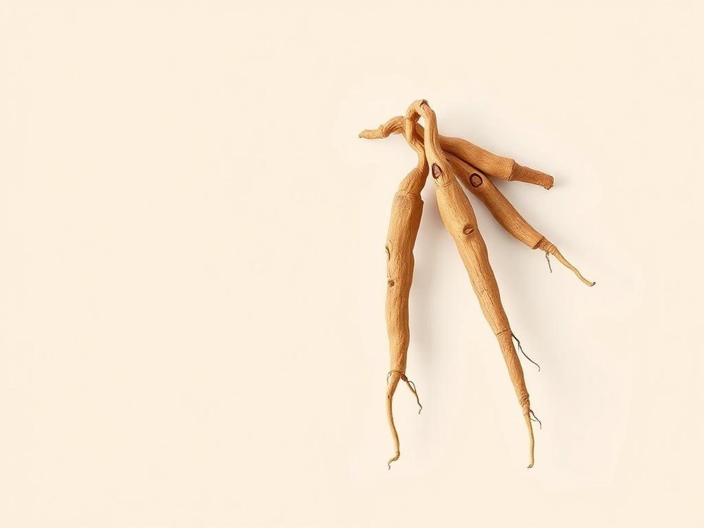 A lifelike, high-resolution photo of Premium Shatavari roots, showcasing their natural texture and color. The composition is minimalistic, focusing solely on the roots against a clean, neutral background. The image highlights the earthy tones of the roots, with vibrant colors to emphasize their organic quality, ensuring that the essence of traditional herbal medicine is captured in a photorealistic manner.