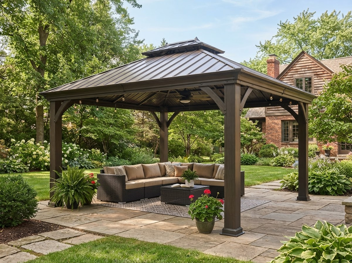 Hard top gazebo assembly